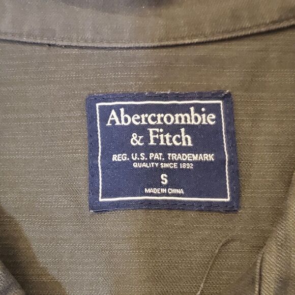 Abercrombie & Fitch Button Shirt Mens Small Green Camo Field Shacket Cotton - Picture 6 of 6